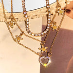 Load image into Gallery viewer, Golden Heart Crystal Necklace Set
