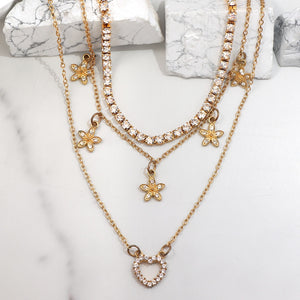 Golden Heart Crystal Necklace Set