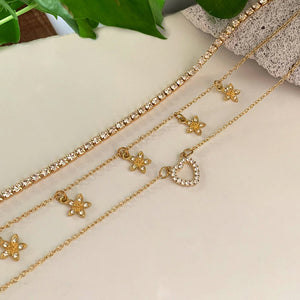 Golden Heart Crystal Necklace Set