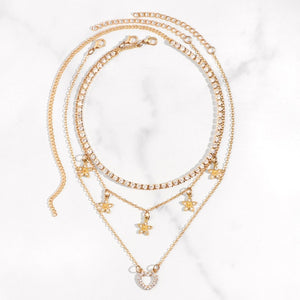 Golden Heart Crystal Necklace Set