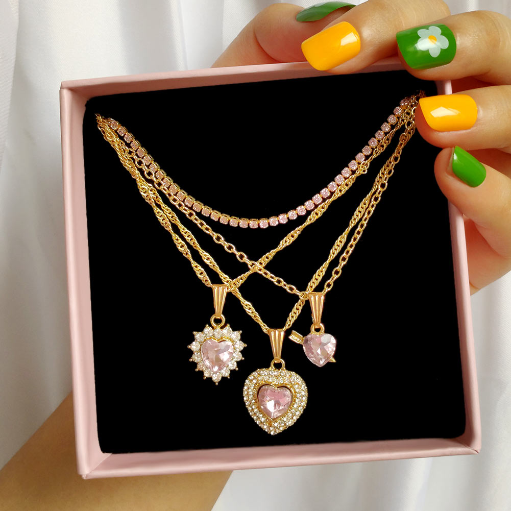 Pink Gem Necklace Set