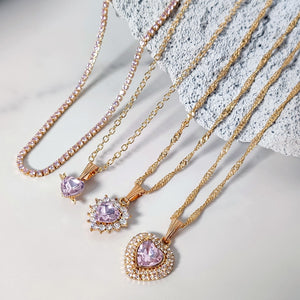 Pink Gem Necklace Set