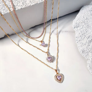 Pink Gem Necklace Set