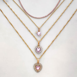 Pink Gem Necklace Set