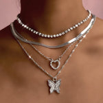 Load image into Gallery viewer, Silver Butterfly Necklace Set
