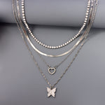 Load image into Gallery viewer, Silver Butterfly Necklace Set
