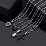 Load image into Gallery viewer, Virgin Mary Black Rhinestone Silver Necklace Set
