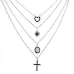 Load image into Gallery viewer, Virgin Mary Black Rhinestone Silver Necklace Set
